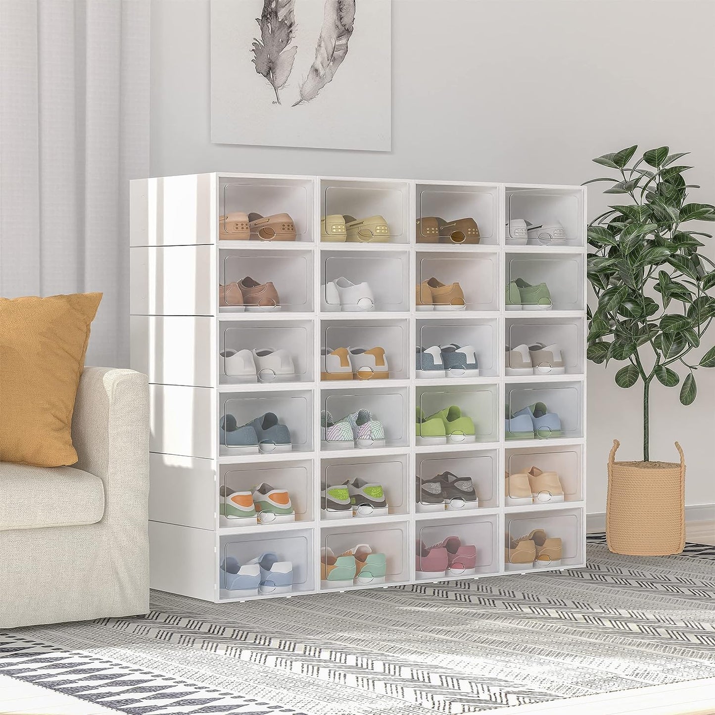 PLEXOR - Rangement sneakers - Lot de 6 boites à chaussures transparentes