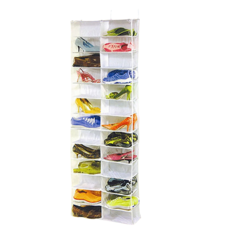 Range-chaussures Mural 14 Poches Avec 2 Crochets - Tissu Non Tissé Renforcé, 165x29 Cm, Pliable - Pour Porte, Chambre, Salon, Camping-car (Noir)